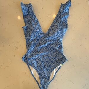 summersalt Blue Patterned Girls' One-Piece Swimsuit